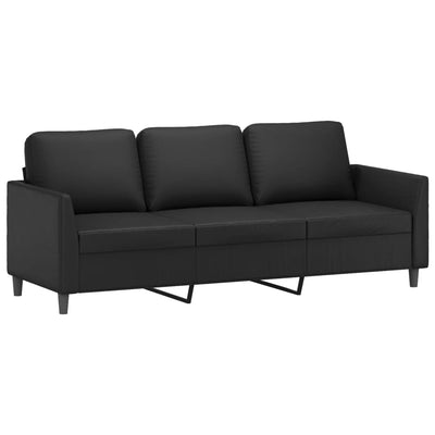 3-personers sofa 180 cm kunstlæder sort