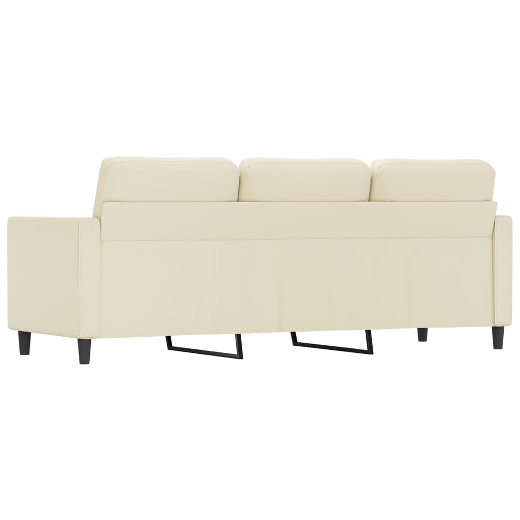 3-personers sofa 180 cm kunstlæder cremefarvet