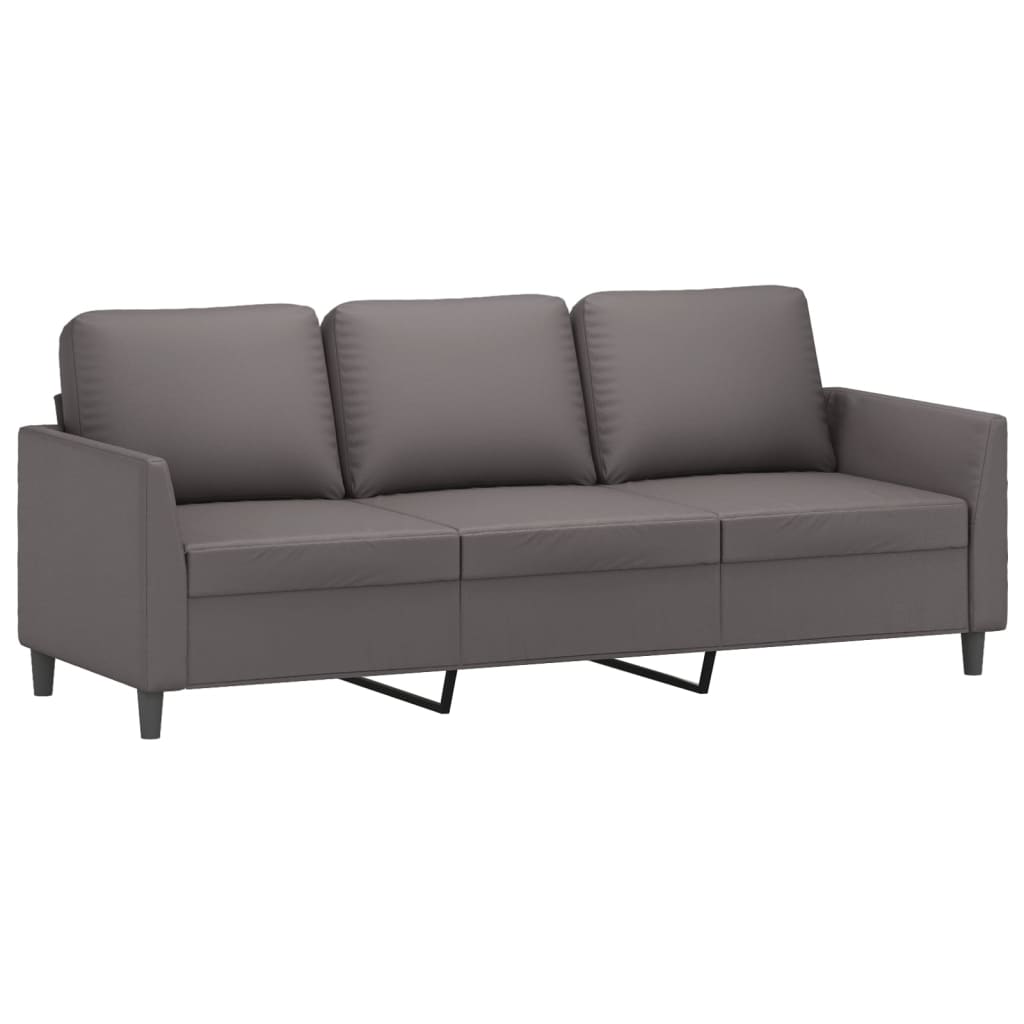 3-personers sofa 180 cm kunstlæder grå