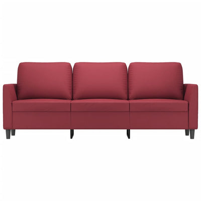 3-personers sofa 180 cm kunstlæder vinrød