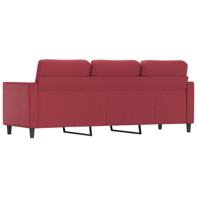 3-personers sofa 180 cm kunstlæder vinrød