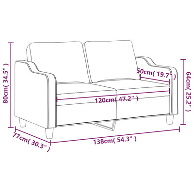 2-personers sofa 120 cm stof lysegrå