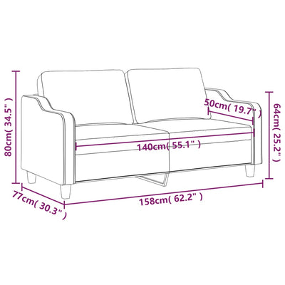 2-personers sofa 140 cm stof lysegrå