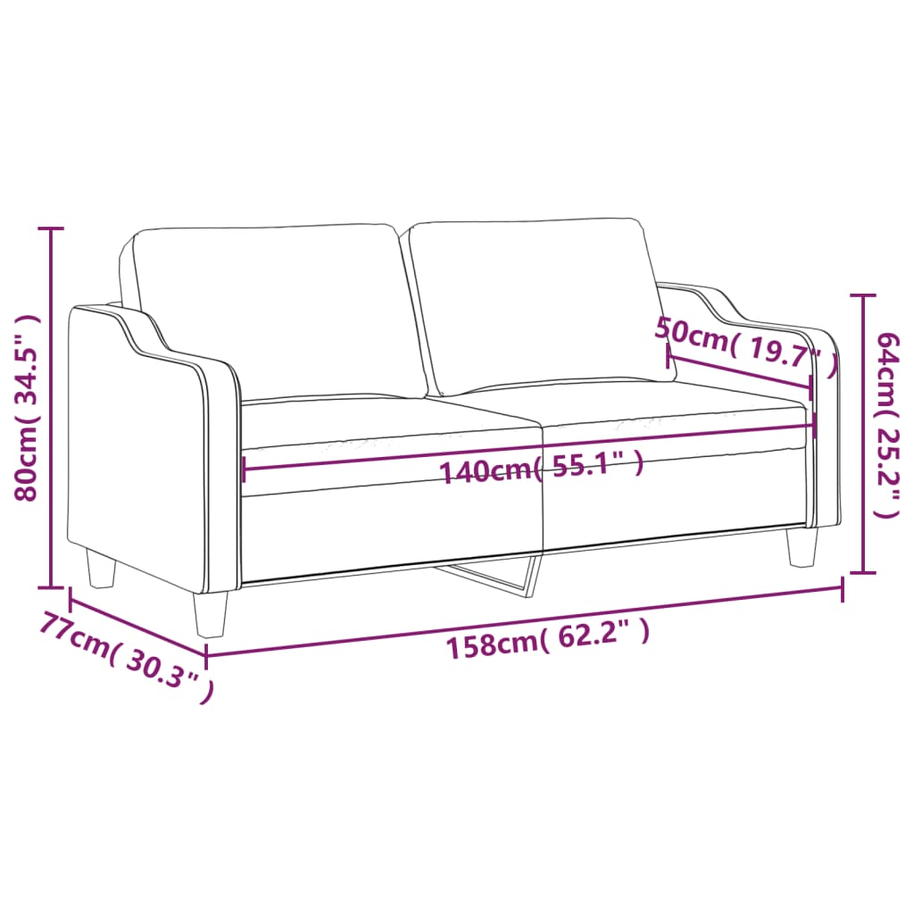 2-personers sofa 140 cm stof mørkegrå