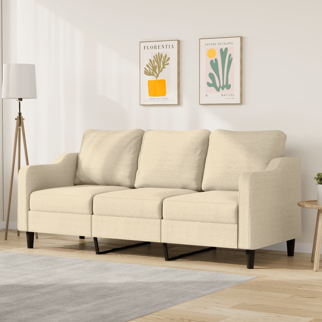 3-personers sofa 180 cm stof cremefarvet