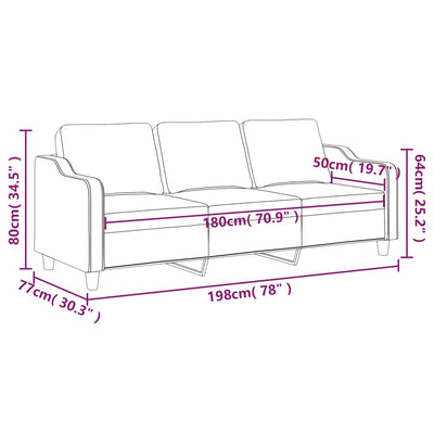 3-personers sofa 180 cm stof vinrød