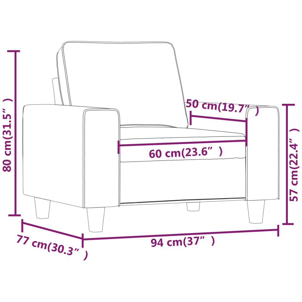 lænestol 60 cm stof cremefarvet