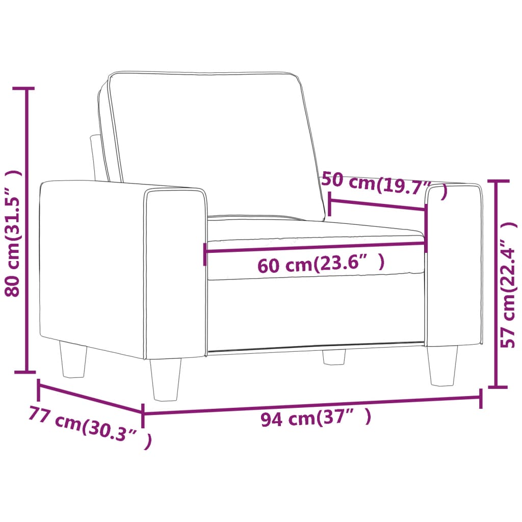 lænestol 60 cm stof sort