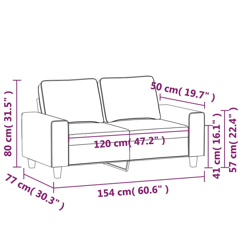 2-personers sofa 120 cm stof mørkegrå