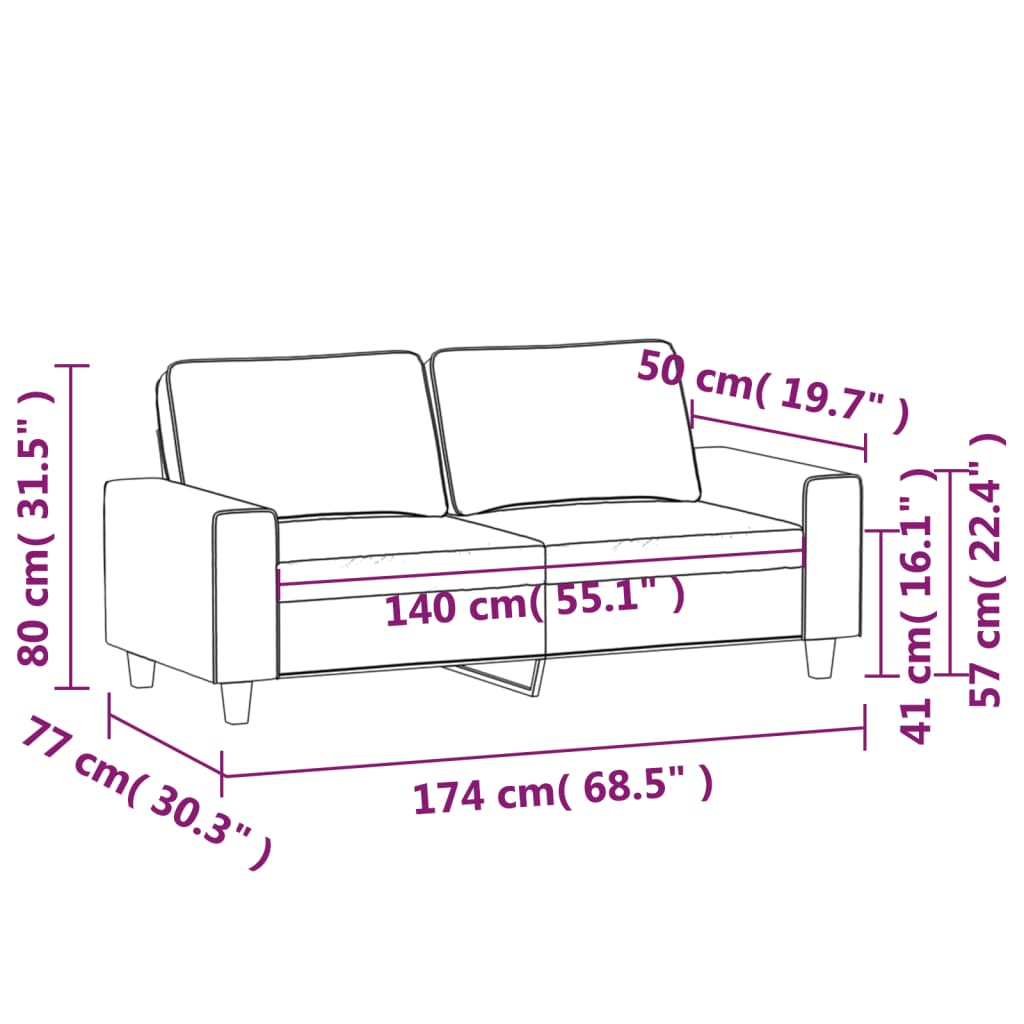 2-personers sofa 140 cm stof brun