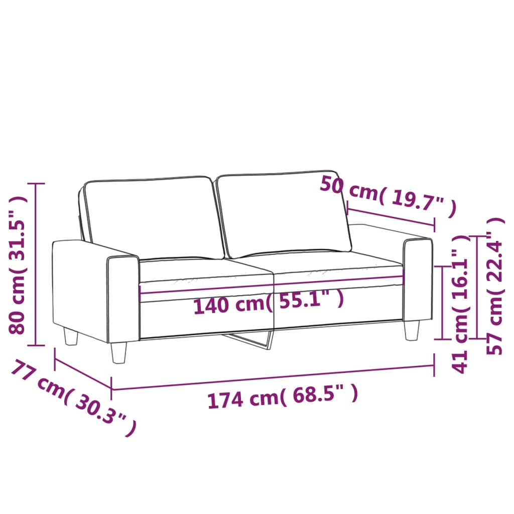 2-personers sofa 140 cm stof sort