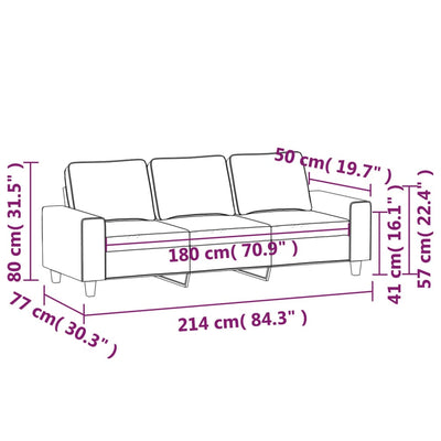 3-personers sofa 180 cm stof lysegrå