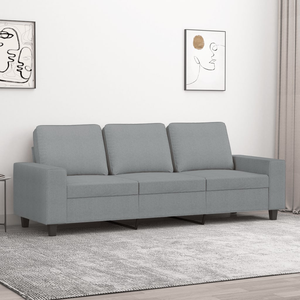 3-personers sofa 180 cm stof lysegrå