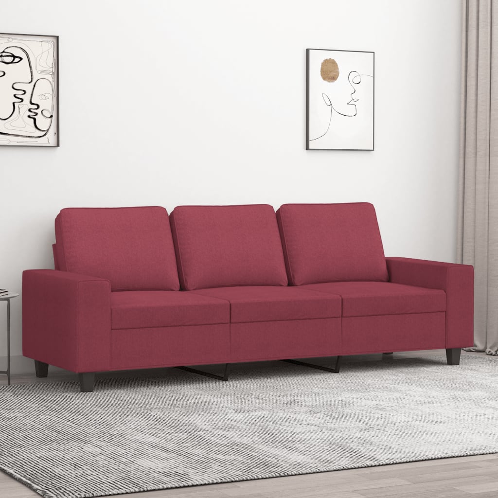 3-personers sofa 180 cm stof vinrød