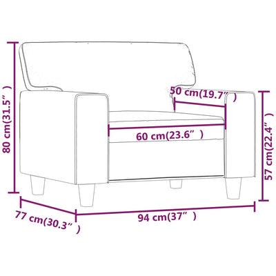 lænestol 60 cm kunstlæder sort