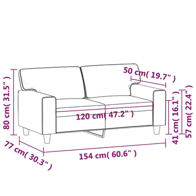 2-personers sofa 120 cm kunstlæder grå