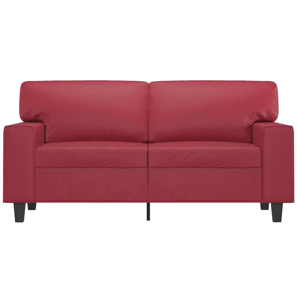 2-personers sofa 120 cm kunstlæder vinrød