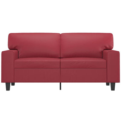 2-personers sofa 120 cm kunstlæder vinrød