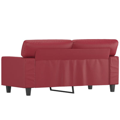 2-personers sofa 120 cm kunstlæder vinrød