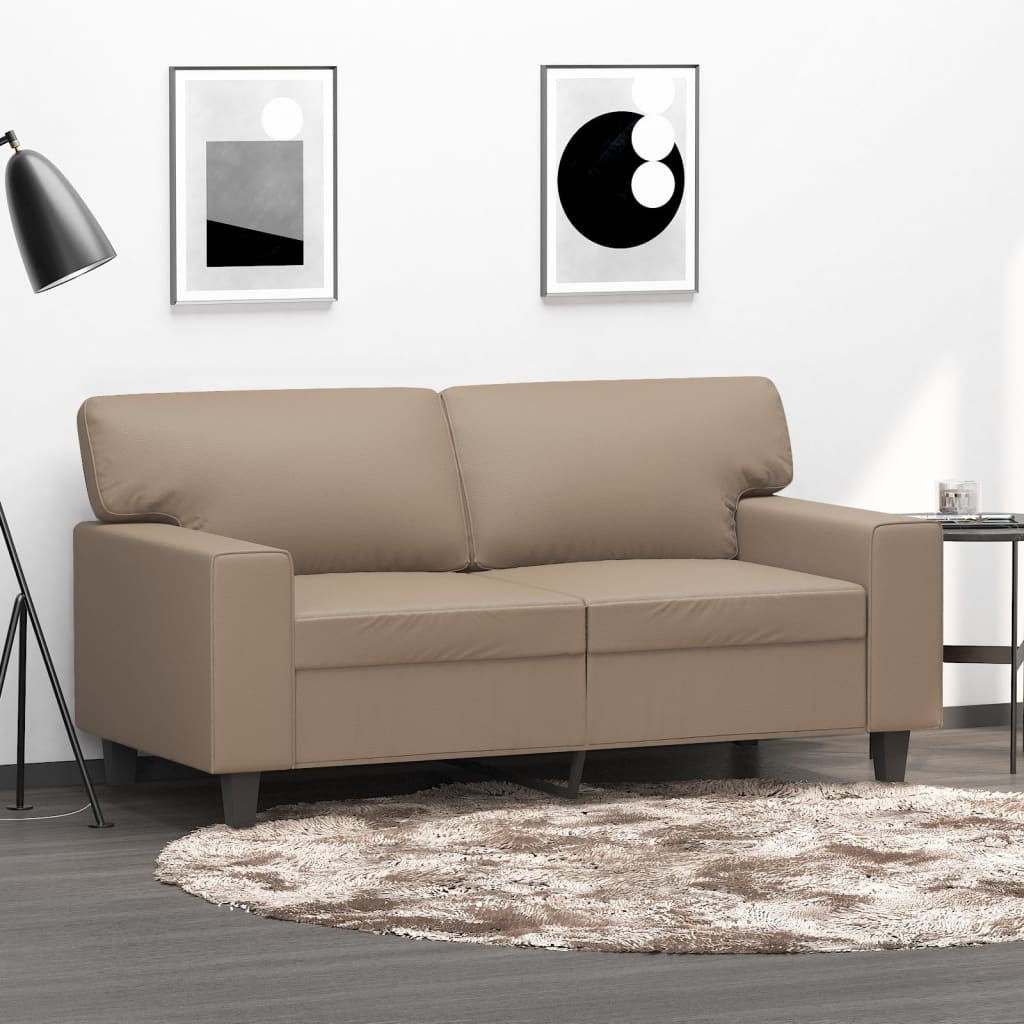 2-personers sofa 120 cm kunstlæder cappuccino