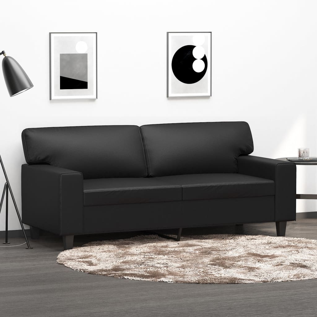 2-personers sofa 140 cm kunstlæder sort