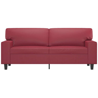 2-personers sofa 140 cm kunstlæder vinrød