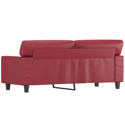 2-personers sofa 140 cm kunstlæder vinrød