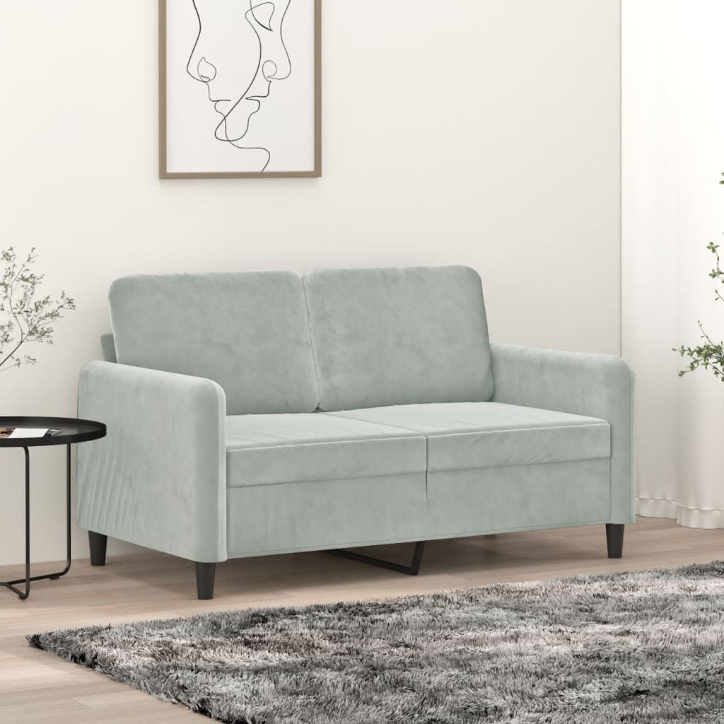 2-personers sofa 120 cm velour lysegrå