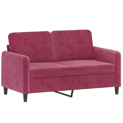 2-personers sofa 120 cm fløjl vinrød