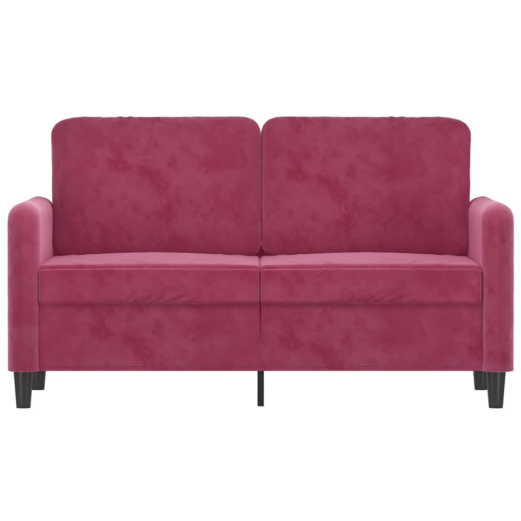 2-personers sofa 120 cm fløjl vinrød