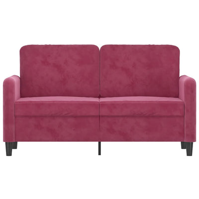 2-personers sofa 120 cm fløjl vinrød