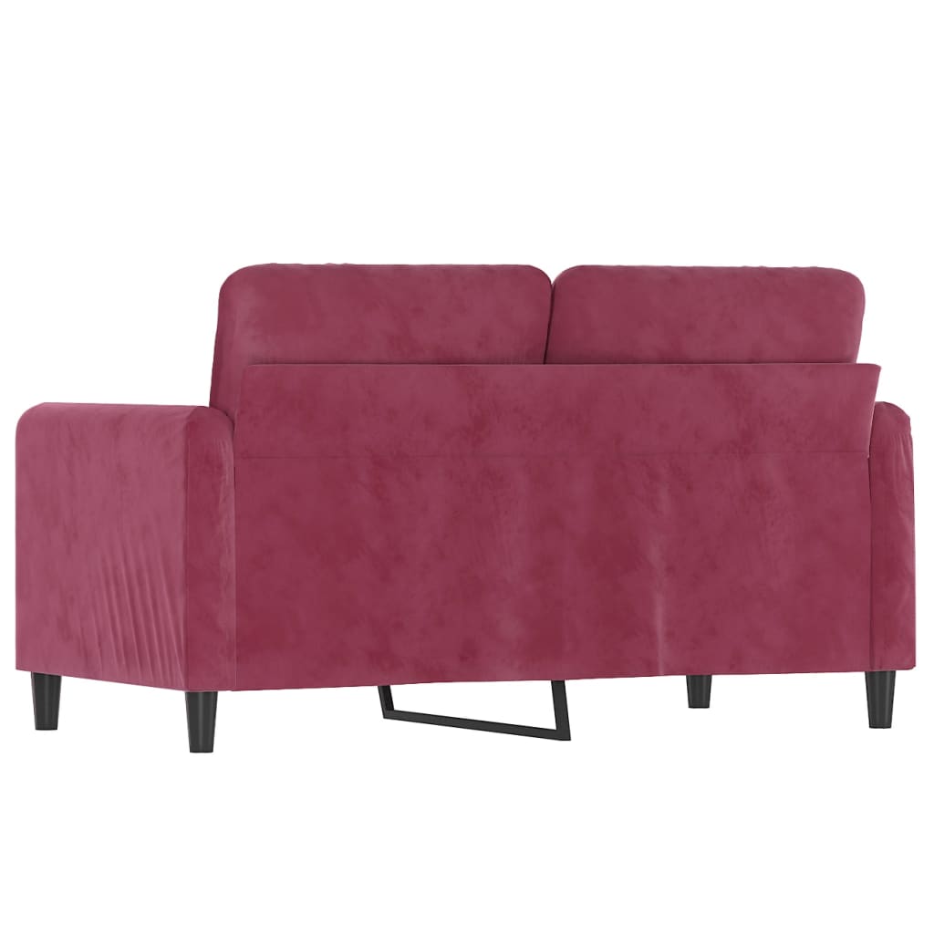 2-personers sofa 120 cm fløjl vinrød