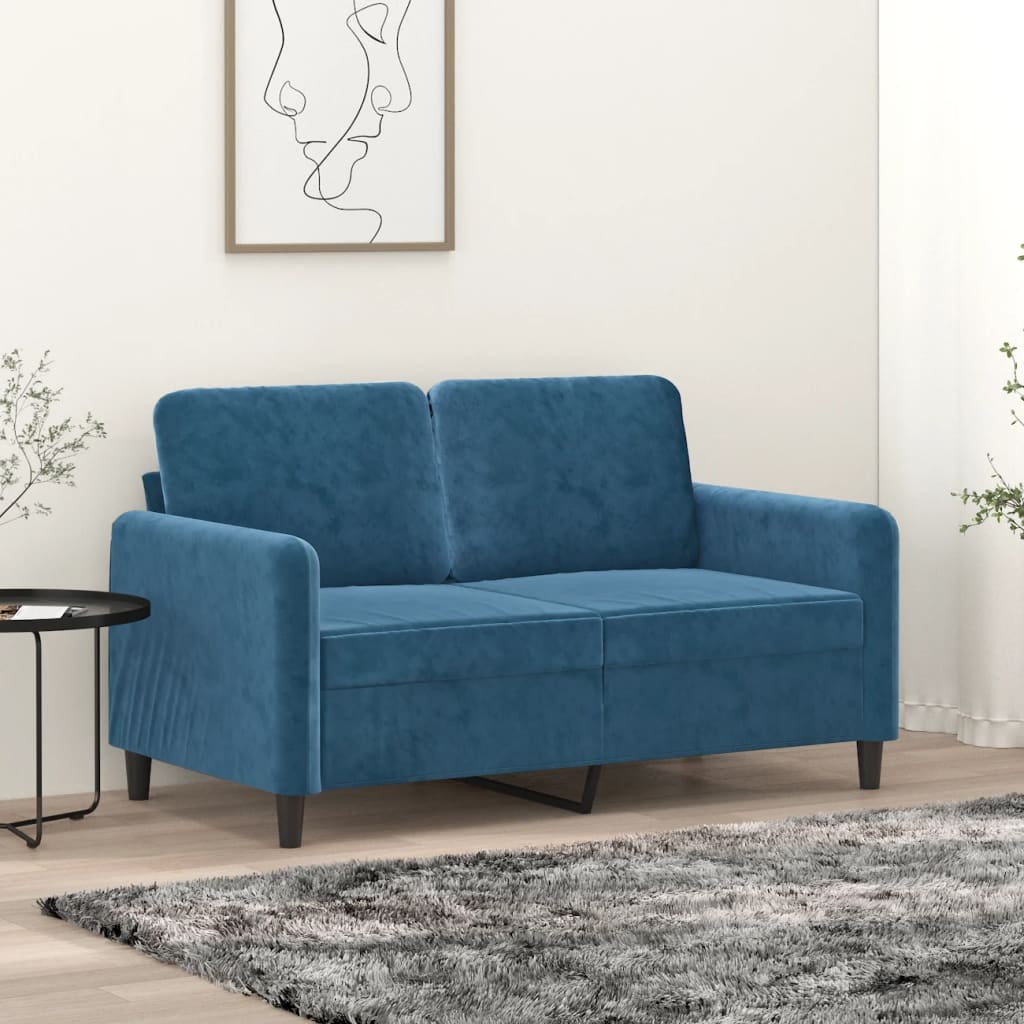 2-personers sofa 120 cm fløjl blå