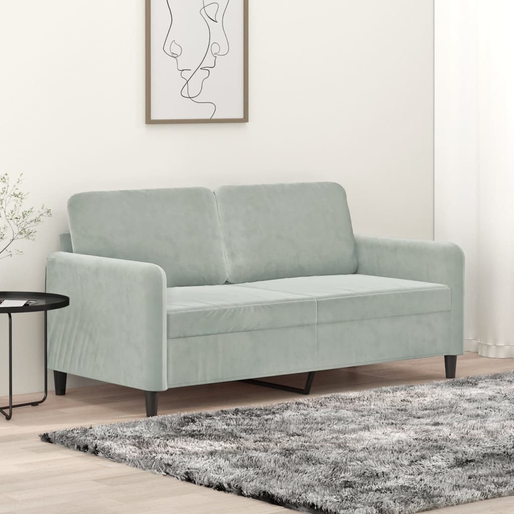 2-personers sofa 140 cm fløjl lysegrå