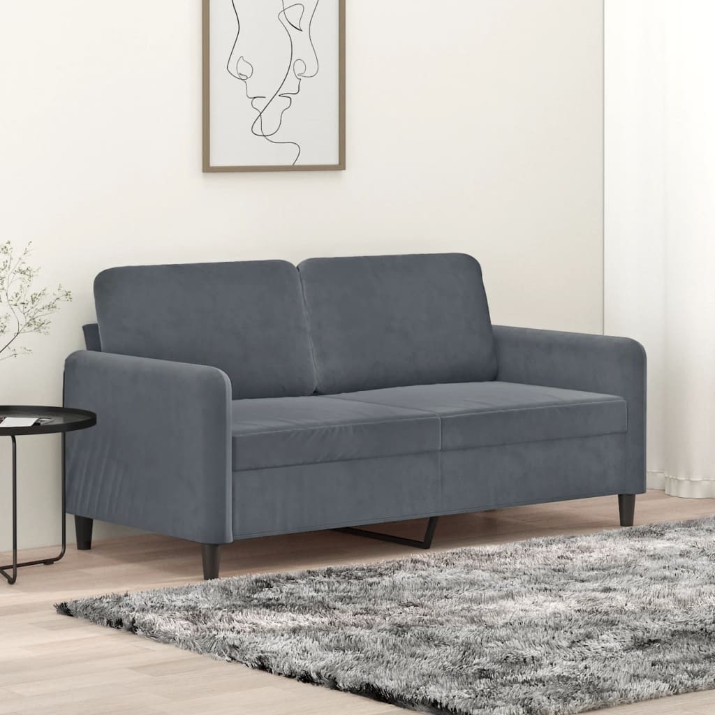 2-personers sofa 140 cm fløjl mørkegrå