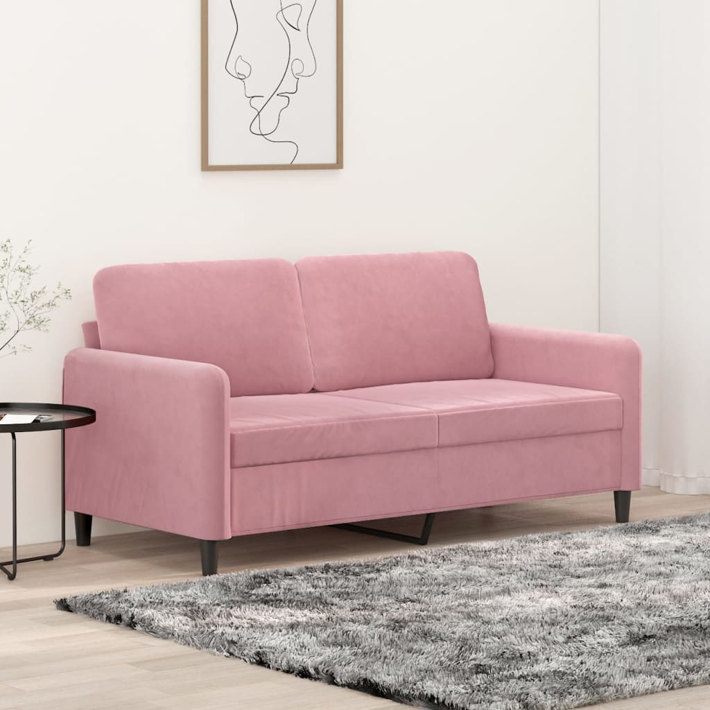 2-personers sofa 140 cm fløjl lyserød