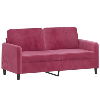 2-personers sofa 140 cm fløjl vinrød