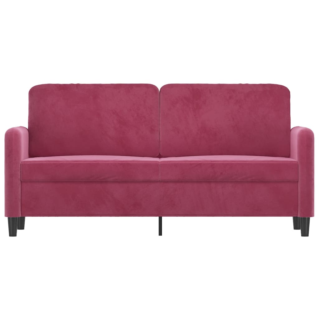 2-personers sofa 140 cm fløjl vinrød