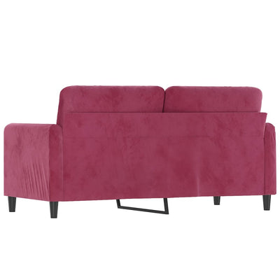 2-personers sofa 140 cm fløjl vinrød