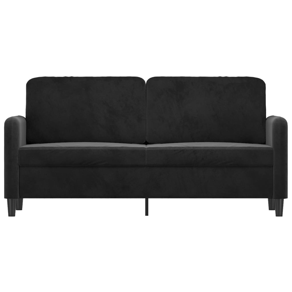 2-personers sofa 140 cm fløjl sort