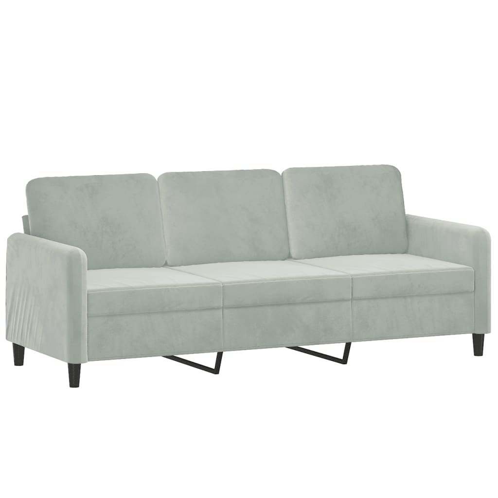 3-personers sofa 180 cm velour lysegrå