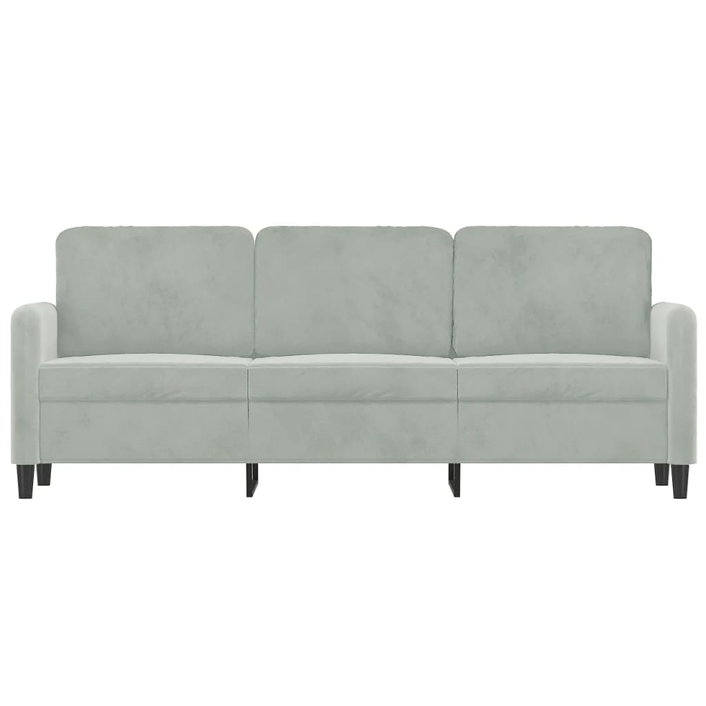 3-personers sofa 180 cm velour lysegrå