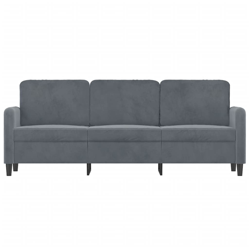 3-personers sofa 180 cm fløjl mørkegrå