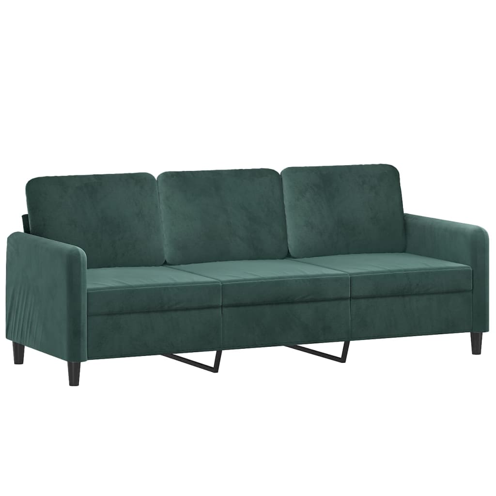 3-personers sofa 180 cm fløjl mørkegrøn