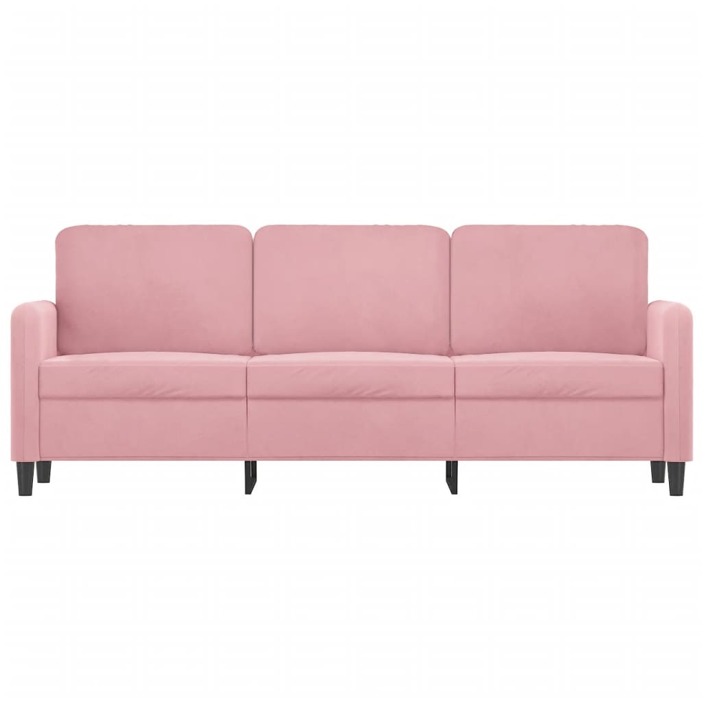 3-personers sofa 180 cm fløjl lyserød