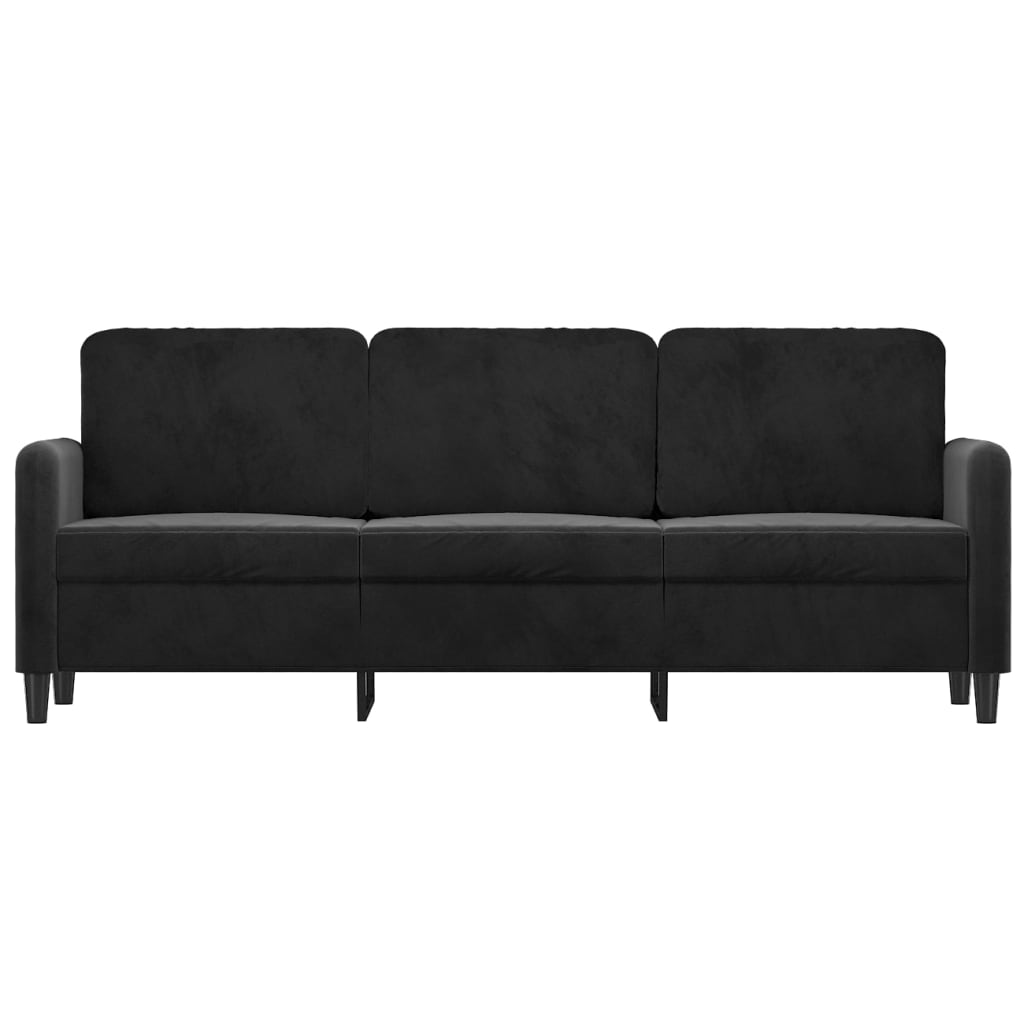 3-personers sofa 180 cm velour sort