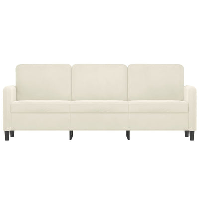 3-personers sofa 180 cm fløjl cremefarvet