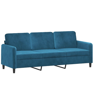 3-personers sofa 180 cm velour blå