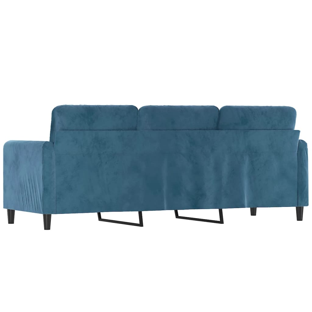 3-personers sofa 180 cm velour blå