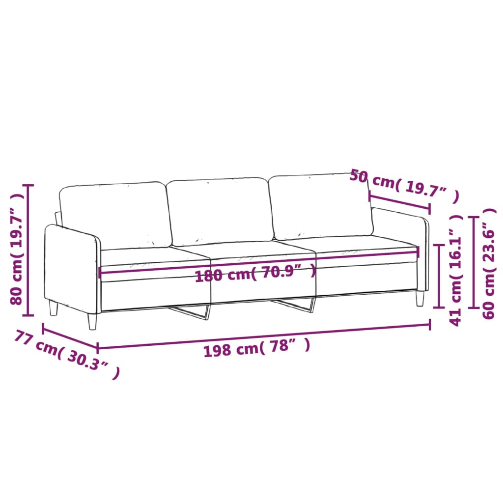 3-personers sofa 180 cm velour blå